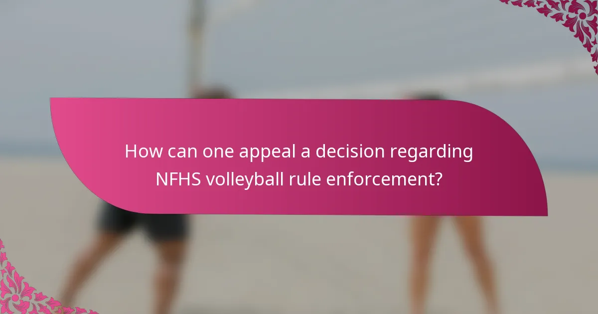 How can one appeal a decision regarding NFHS volleyball rule enforcement?