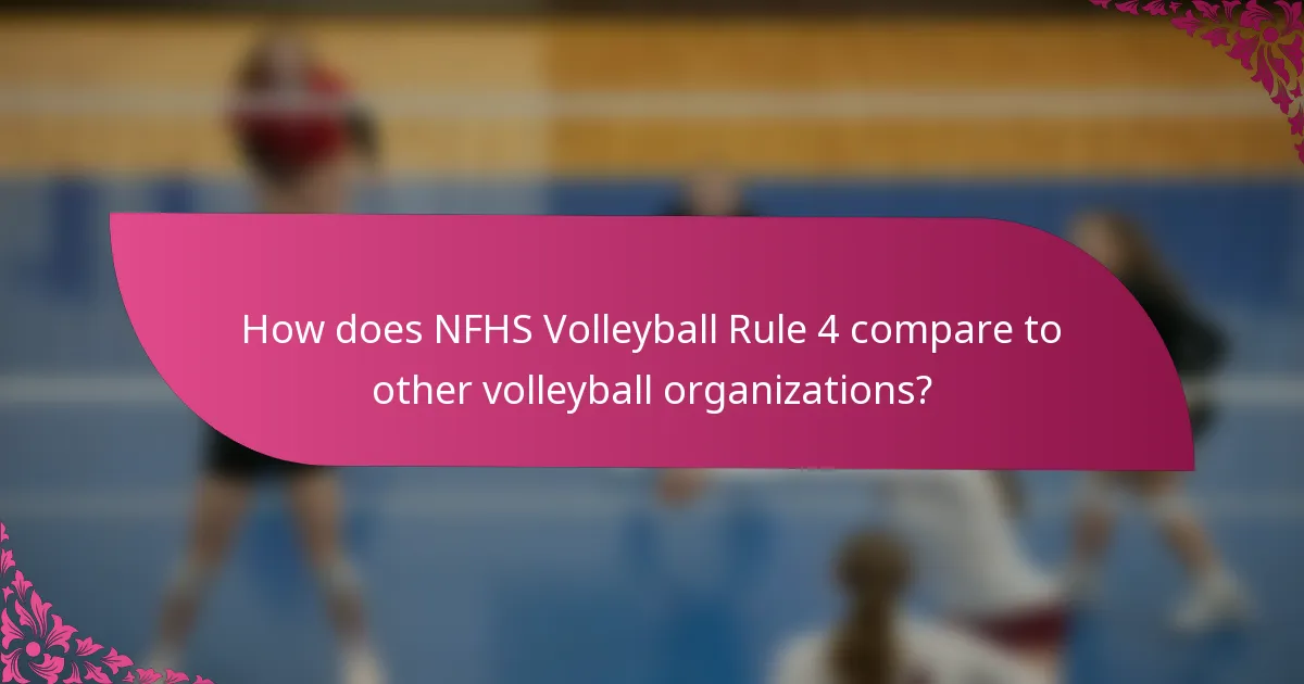 How does NFHS Volleyball Rule 4 compare to other volleyball organizations?