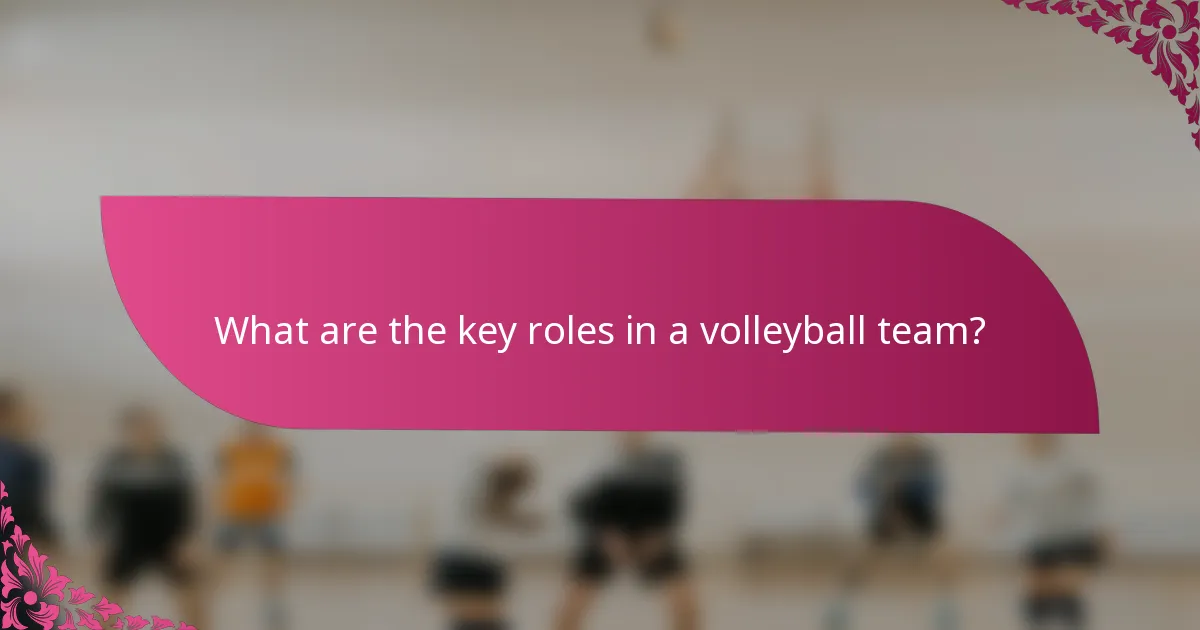What are the key roles in a volleyball team?