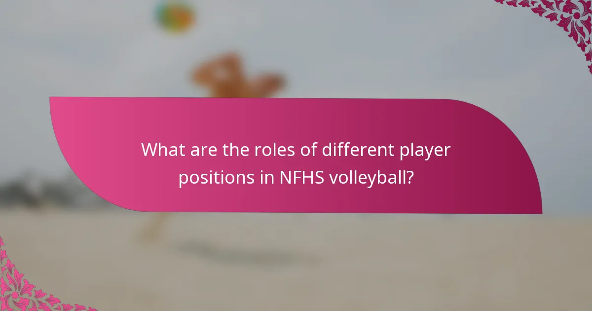 What are the roles of different player positions in NFHS volleyball?